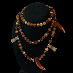 💝Vintage 1970s Natural Agate African Style Necklace